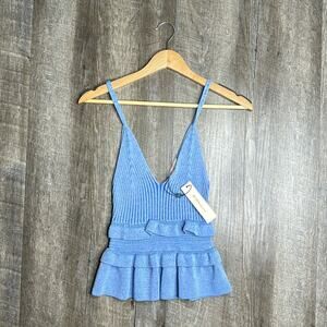 BCBG Blue Peplum Tank Top NEW Size XXS